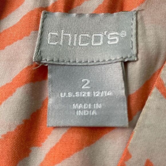 Chicos Pink zebra stripe beaded neck & Sleeve tunic top shirt 2 L - Picture 8 of 11